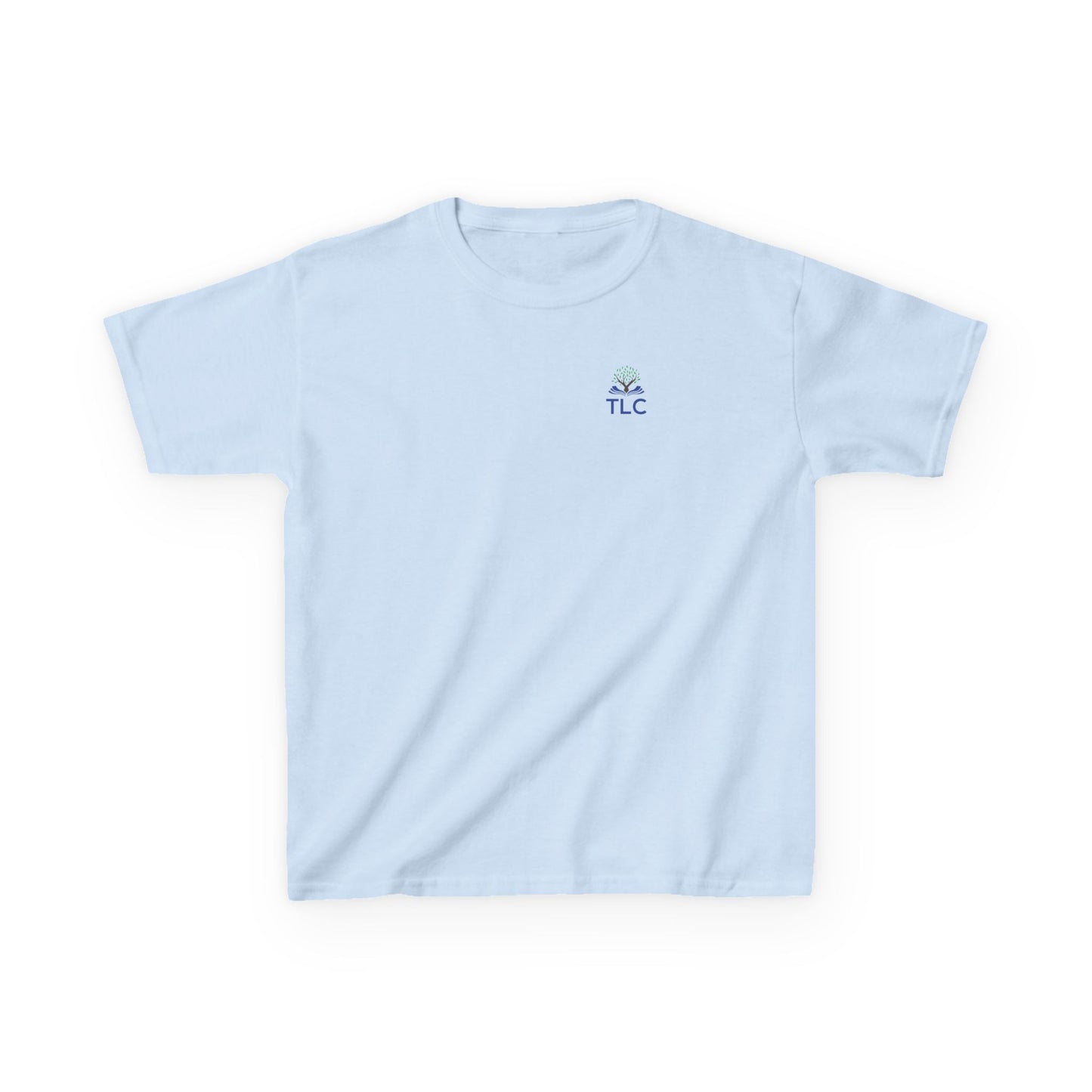Light blue t-shirt with 'TLC' logo on a white background