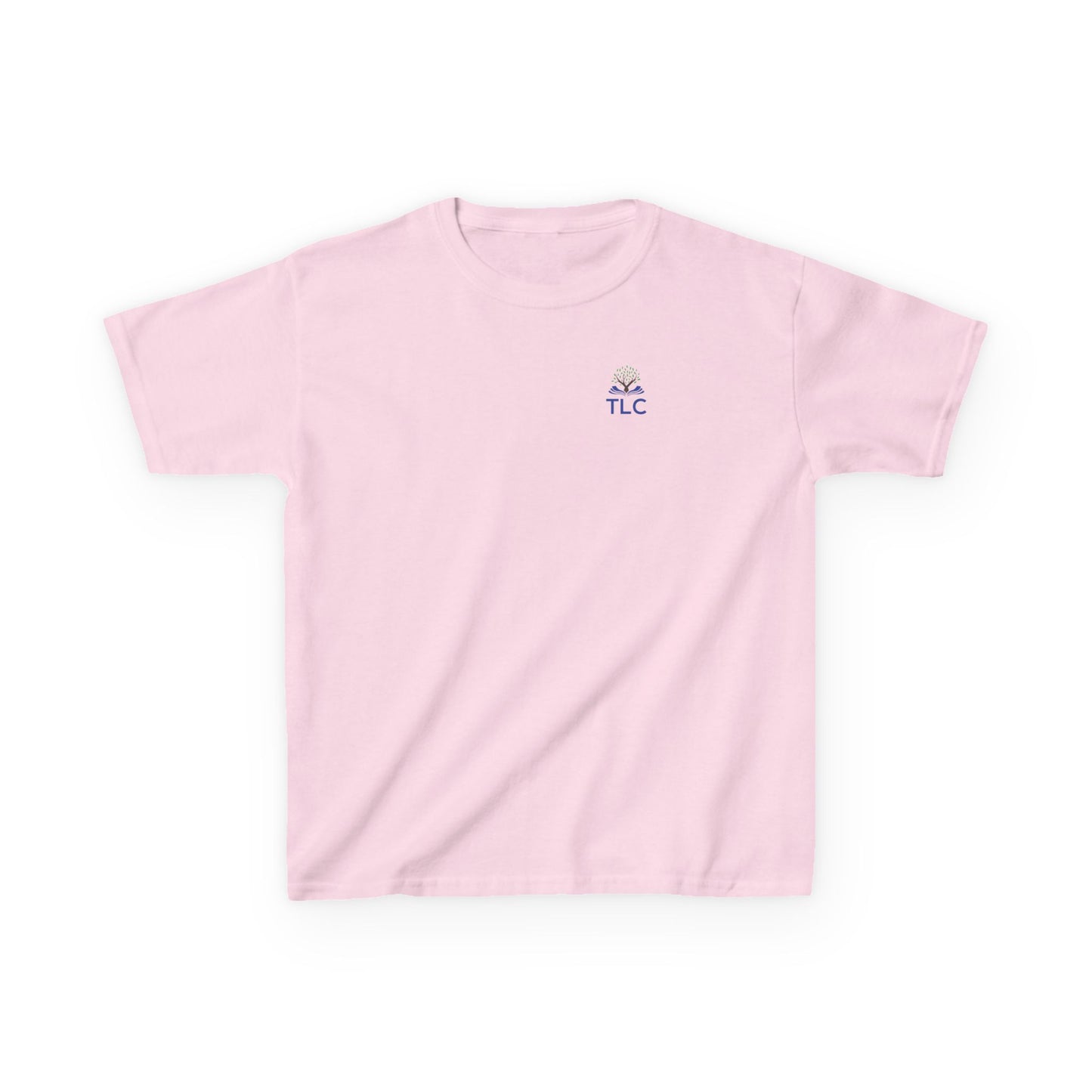 Pink t-shirt with 'TLC' logo on a white background