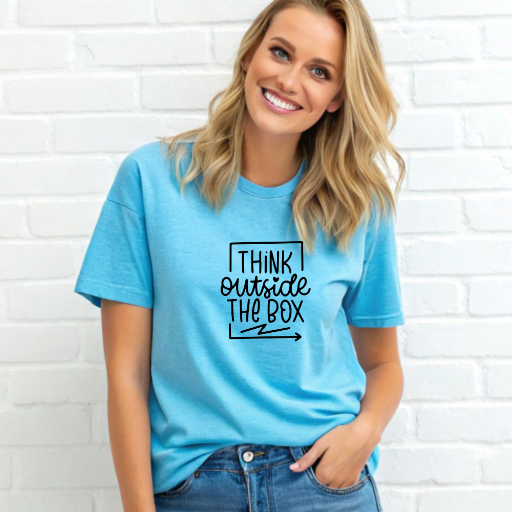 Think Outside the Box T-Shirt – Unisex Soft Cotton Motivational Tee for Teachers, Creatives & Students